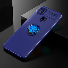 Custodia Silicone Ultra Sottile Morbida Cover con Magnetico Anello Supporto per Xiaomi Redmi 9C NFC Blu