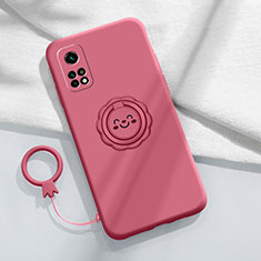 Custodia Silicone Ultra Sottile Morbida Cover con Magnetico Anello Supporto per Xiaomi Redmi K30S 5G Rosso Rosa