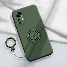 Custodia Silicone Ultra Sottile Morbida Cover con Magnetico Anello Supporto per Xiaomi Redmi K50 Ultra 5G Verde Notte