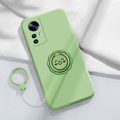 Custodia Silicone Ultra Sottile Morbida Cover con Magnetico Anello Supporto per Xiaomi Redmi K50 Ultra 5G Verde Pastello