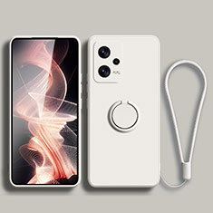 Custodia Silicone Ultra Sottile Morbida Cover con Magnetico Anello Supporto per Xiaomi Redmi Note 12 Explorer Bianco