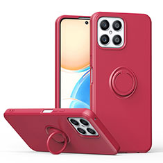 Custodia Silicone Ultra Sottile Morbida Cover con Magnetico Anello Supporto QW1 per Huawei Honor X8 4G Rosso Rosa