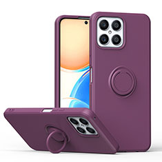 Custodia Silicone Ultra Sottile Morbida Cover con Magnetico Anello Supporto QW1 per Huawei Honor X8 4G Viola