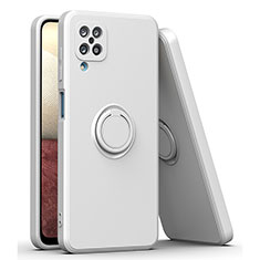 Custodia Silicone Ultra Sottile Morbida Cover con Magnetico Anello Supporto QW1 per Samsung Galaxy A12 5G Bianco