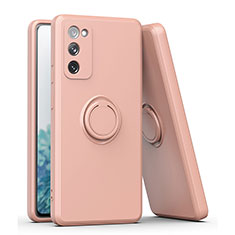 Custodia Silicone Ultra Sottile Morbida Cover con Magnetico Anello Supporto QW1 per Samsung Galaxy A12 5G Rosa