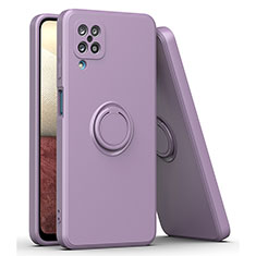 Custodia Silicone Ultra Sottile Morbida Cover con Magnetico Anello Supporto QW1 per Samsung Galaxy A12 Nacho Viola