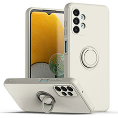 Custodia Silicone Ultra Sottile Morbida Cover con Magnetico Anello Supporto QW1 per Samsung Galaxy A13 4G Bianco