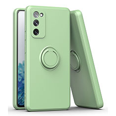 Custodia Silicone Ultra Sottile Morbida Cover con Magnetico Anello Supporto QW1 per Samsung Galaxy S20 FE 5G Verde Pastello