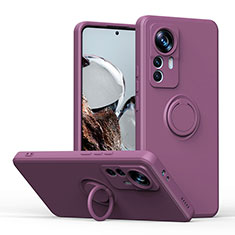 Custodia Silicone Ultra Sottile Morbida Cover con Magnetico Anello Supporto QW1 per Xiaomi Mi 12T 5G Viola