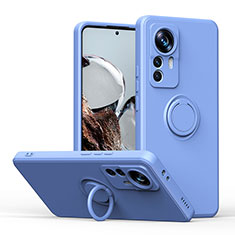 Custodia Silicone Ultra Sottile Morbida Cover con Magnetico Anello Supporto QW1 per Xiaomi Mi 12T Pro 5G Grigio Lavanda