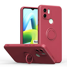 Custodia Silicone Ultra Sottile Morbida Cover con Magnetico Anello Supporto QW1 per Xiaomi Poco C50 Rosso Rosa