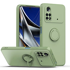 Custodia Silicone Ultra Sottile Morbida Cover con Magnetico Anello Supporto QW1 per Xiaomi Poco M4 Pro 4G Verde Militare