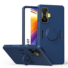 Custodia Silicone Ultra Sottile Morbida Cover con Magnetico Anello Supporto QW1 per Xiaomi Redmi K50 Gaming 5G Blu