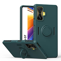 Custodia Silicone Ultra Sottile Morbida Cover con Magnetico Anello Supporto QW1 per Xiaomi Redmi K50 Gaming 5G Verde Notte