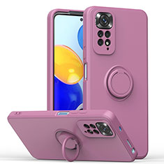 Custodia Silicone Ultra Sottile Morbida Cover con Magnetico Anello Supporto QW1 per Xiaomi Redmi Note 11 4G (2022) Viola