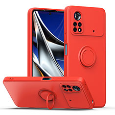 Custodia Silicone Ultra Sottile Morbida Cover con Magnetico Anello Supporto QW1 per Xiaomi Redmi Note 11E Pro 5G Rosso