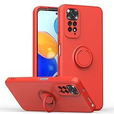 Custodia Silicone Ultra Sottile Morbida Cover con Magnetico Anello Supporto QW1 per Xiaomi Redmi Note 11S 4G Rosso