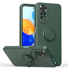 Custodia Silicone Ultra Sottile Morbida Cover con Magnetico Anello Supporto QW1 per Xiaomi Redmi Note 11S 4G Verde Notte