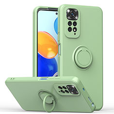 Custodia Silicone Ultra Sottile Morbida Cover con Magnetico Anello Supporto QW1 per Xiaomi Redmi Note 11S 4G Verde Pastello