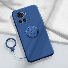 Custodia Silicone Ultra Sottile Morbida Cover con Magnetico Anello Supporto S01 per OnePlus 10R 5G Blu