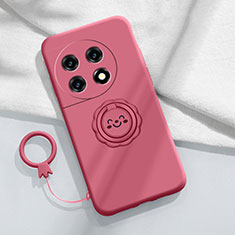 Custodia Silicone Ultra Sottile Morbida Cover con Magnetico Anello Supporto S01 per OnePlus Ace 2 5G Rosa Caldo