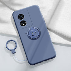 Custodia Silicone Ultra Sottile Morbida Cover con Magnetico Anello Supporto S01 per Oppo A78 4G Grigio Lavanda