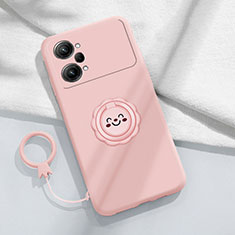 Custodia Silicone Ultra Sottile Morbida Cover con Magnetico Anello Supporto S01 per Oppo K10 Pro 5G Rosa