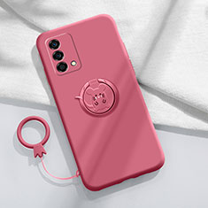 Custodia Silicone Ultra Sottile Morbida Cover con Magnetico Anello Supporto S01 per Oppo K9 5G Rosso