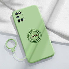 Custodia Silicone Ultra Sottile Morbida Cover con Magnetico Anello Supporto S01 per Oppo Reno6 Pro 5G Verde Pastello