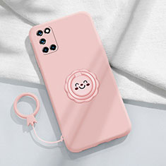 Custodia Silicone Ultra Sottile Morbida Cover con Magnetico Anello Supporto S01 per Oppo Reno6 Pro+ Plus 5G Rosa