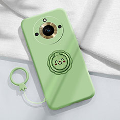 Custodia Silicone Ultra Sottile Morbida Cover con Magnetico Anello Supporto S01 per Realme 11 Pro+ Plus 5G Verde