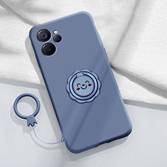 Custodia Silicone Ultra Sottile Morbida Cover con Magnetico Anello Supporto S01 per Realme 9i 5G Grigio Lavanda