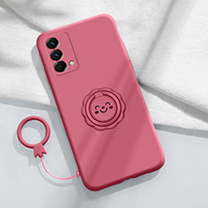 Custodia Silicone Ultra Sottile Morbida Cover con Magnetico Anello Supporto S01 per Realme GT Master 5G Rosa Caldo