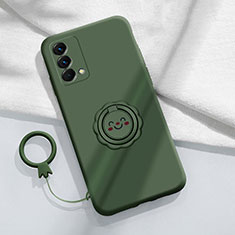 Custodia Silicone Ultra Sottile Morbida Cover con Magnetico Anello Supporto S01 per Realme GT Master 5G Verde Notte