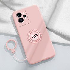 Custodia Silicone Ultra Sottile Morbida Cover con Magnetico Anello Supporto S01 per Realme GT Neo2 5G Rosa