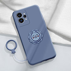 Custodia Silicone Ultra Sottile Morbida Cover con Magnetico Anello Supporto S01 per Realme GT2 5G Grigio Lavanda