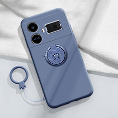 Custodia Silicone Ultra Sottile Morbida Cover con Magnetico Anello Supporto S01 per Realme GT3 5G Grigio Lavanda