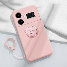 Custodia Silicone Ultra Sottile Morbida Cover con Magnetico Anello Supporto S01 per Realme GT3 5G Rosa