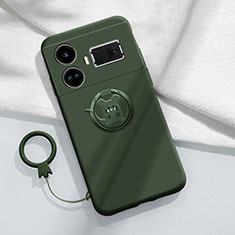 Custodia Silicone Ultra Sottile Morbida Cover con Magnetico Anello Supporto S01 per Realme GT3 5G Verde Notte