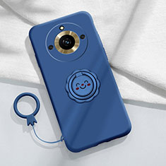 Custodia Silicone Ultra Sottile Morbida Cover con Magnetico Anello Supporto S01 per Realme Narzo 60 5G Blu
