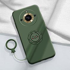 Custodia Silicone Ultra Sottile Morbida Cover con Magnetico Anello Supporto S01 per Realme Narzo 60 5G Verde Notte