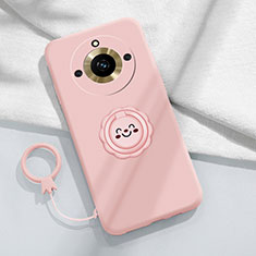 Custodia Silicone Ultra Sottile Morbida Cover con Magnetico Anello Supporto S01 per Realme Narzo 60 Pro 5G Rosa