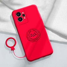 Custodia Silicone Ultra Sottile Morbida Cover con Magnetico Anello Supporto S01 per Realme Q5 Pro 5G Rosso