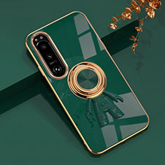 Custodia Silicone Ultra Sottile Morbida Cover con Magnetico Anello Supporto S01 per Sony Xperia 10 IV SO-52C Verde