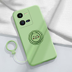 Custodia Silicone Ultra Sottile Morbida Cover con Magnetico Anello Supporto S01 per Vivo iQOO 10 Pro 5G Verde