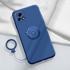 Custodia Silicone Ultra Sottile Morbida Cover con Magnetico Anello Supporto S01 per Vivo iQOO U3x 5G Blu