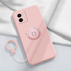 Custodia Silicone Ultra Sottile Morbida Cover con Magnetico Anello Supporto S01 per Vivo iQOO U5x Rosa