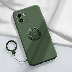 Custodia Silicone Ultra Sottile Morbida Cover con Magnetico Anello Supporto S01 per Vivo iQOO U5x Verde Notte