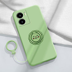 Custodia Silicone Ultra Sottile Morbida Cover con Magnetico Anello Supporto S01 per Vivo iQOO Z7x 5G Verde