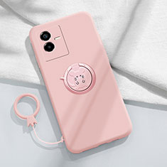 Custodia Silicone Ultra Sottile Morbida Cover con Magnetico Anello Supporto S01 per Vivo T2x 5G Rosa